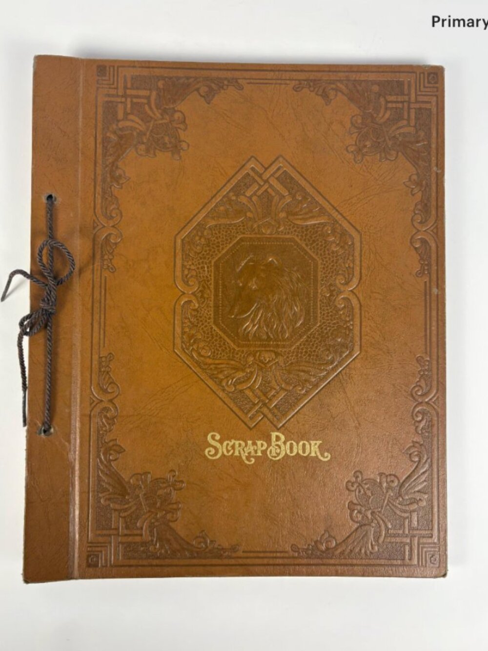 Vintage Leatherette Scrapbook Album with Embossed Dog Crest | Antique-Style Phot